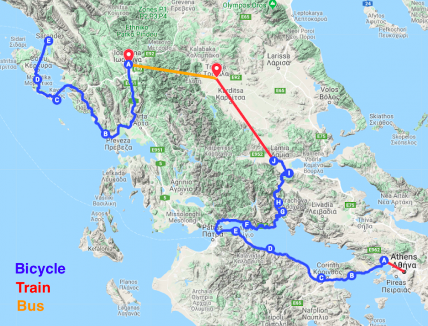 Bicycle Touring In Greece Route