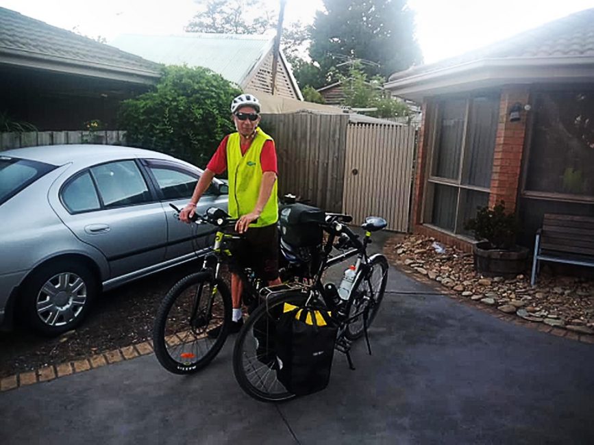 My brother leaving home on his first ever bicycle tour